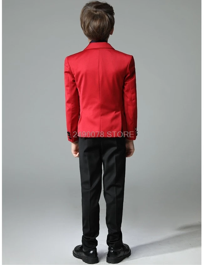 3 шт. детский костюм под смокинг с жилетом и цветами|Блейзеры| |