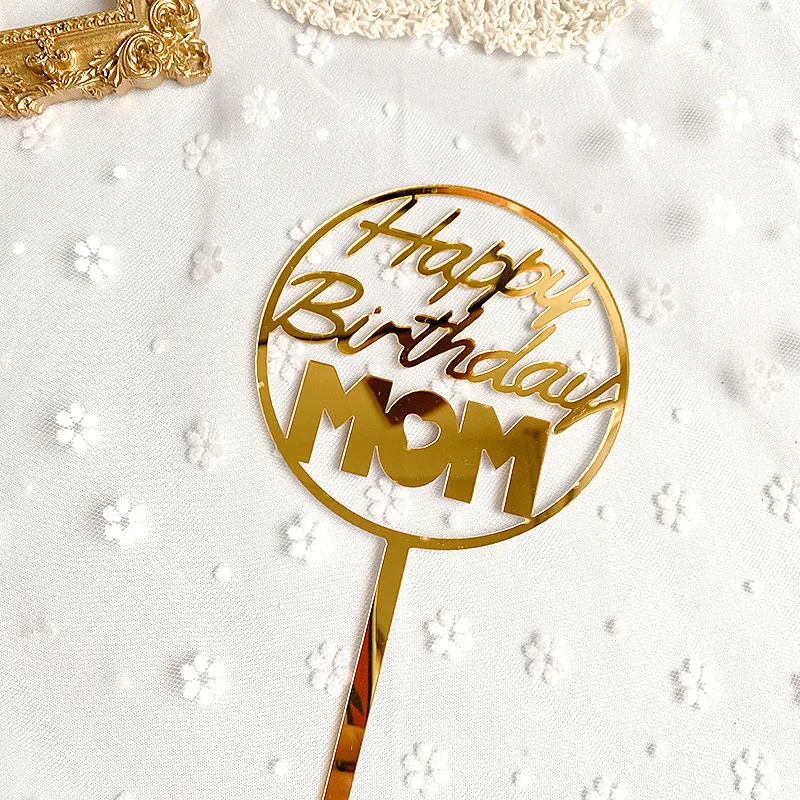

Топпер для торта акриловый, с надписью «Happy Birthday», флажки для мамы, папы, украшения для торта для вечеринки