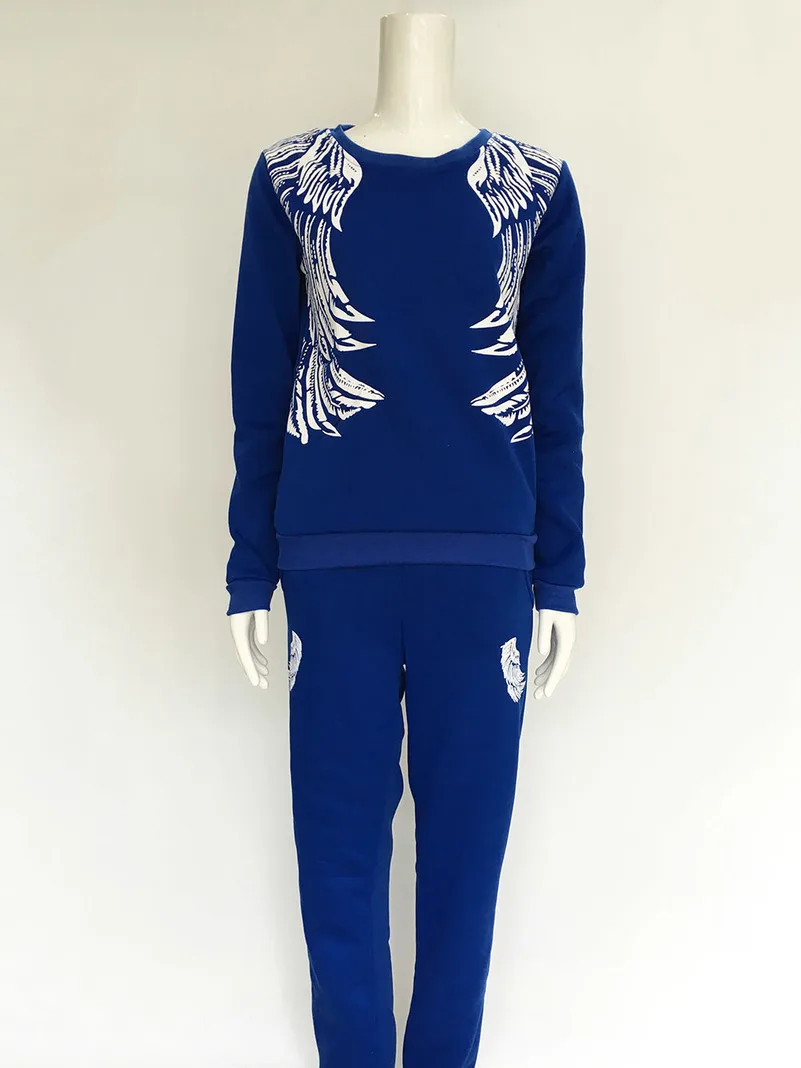 

Feather printed Suit Set 2020 Women Tracksuit Two-piece Sport Style Outfit Jogging Sweatshirt Fitness Lounge Sportwear