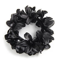 furling girl 1 pc flowers stain with crystal elastic hair bands hair bun accessories for women pure color hair scrunchies
