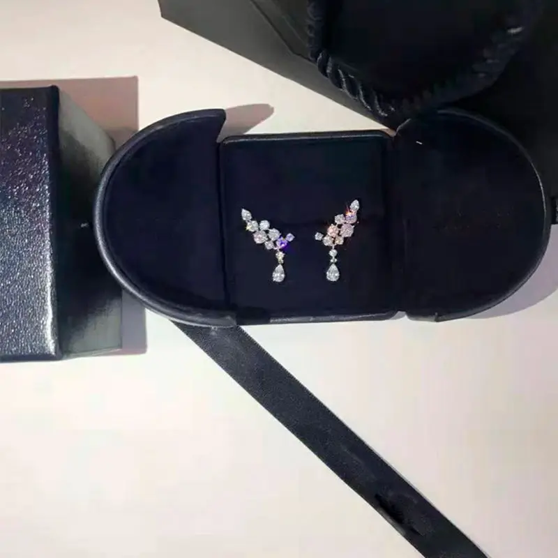 

Wong Rain 100% 925 Sterling Silver Water Drop Created Moissanite Gemstone Wedding Party Studs Earrings For Women Fine Jewelry