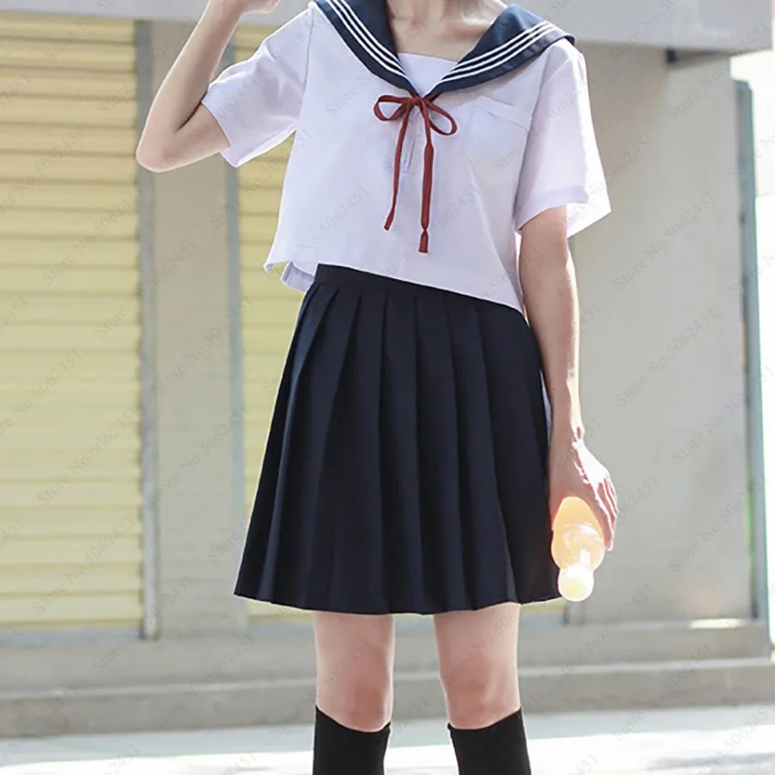 

Navy Sailor Japanese Style School Uniform Korean Style Fashion Tops Kawaii Girl Pleated Skirt Clothing Set Anime Cosplay Costume