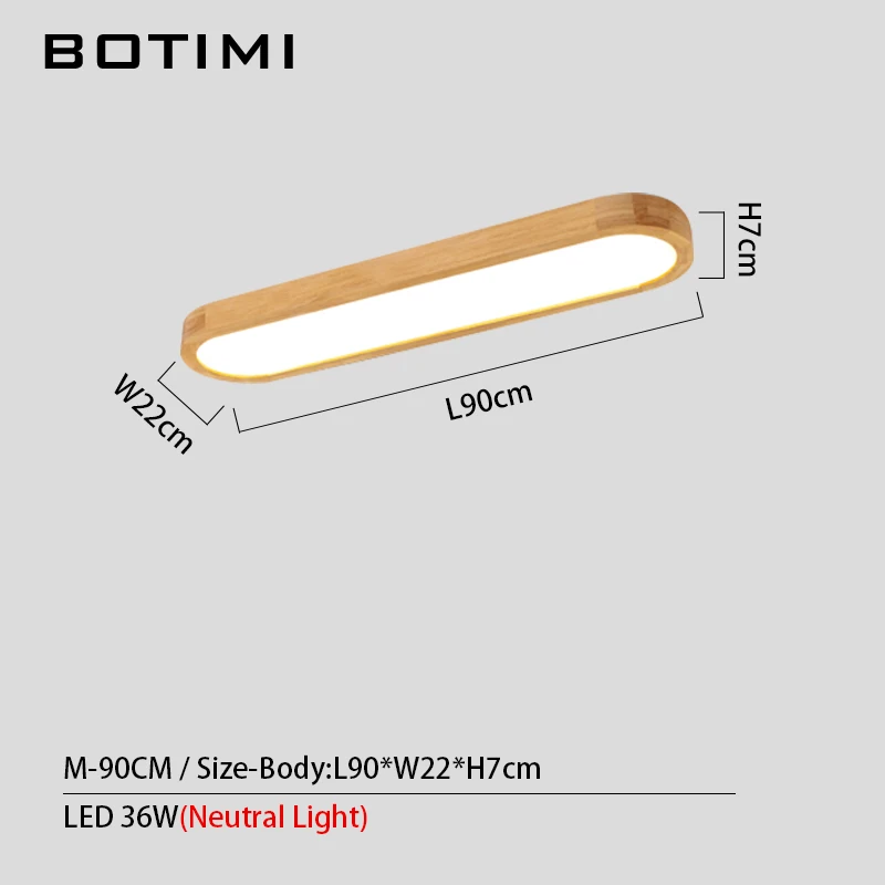 M-Neutral Light BOTIMI 220V светодиодный потолочный светильник s с длинным деревянным абажуром для гостиной, поверхностный монтаж, потолочный светильник, светильник для коридора - Цвет корпуса: M-Neutral Light