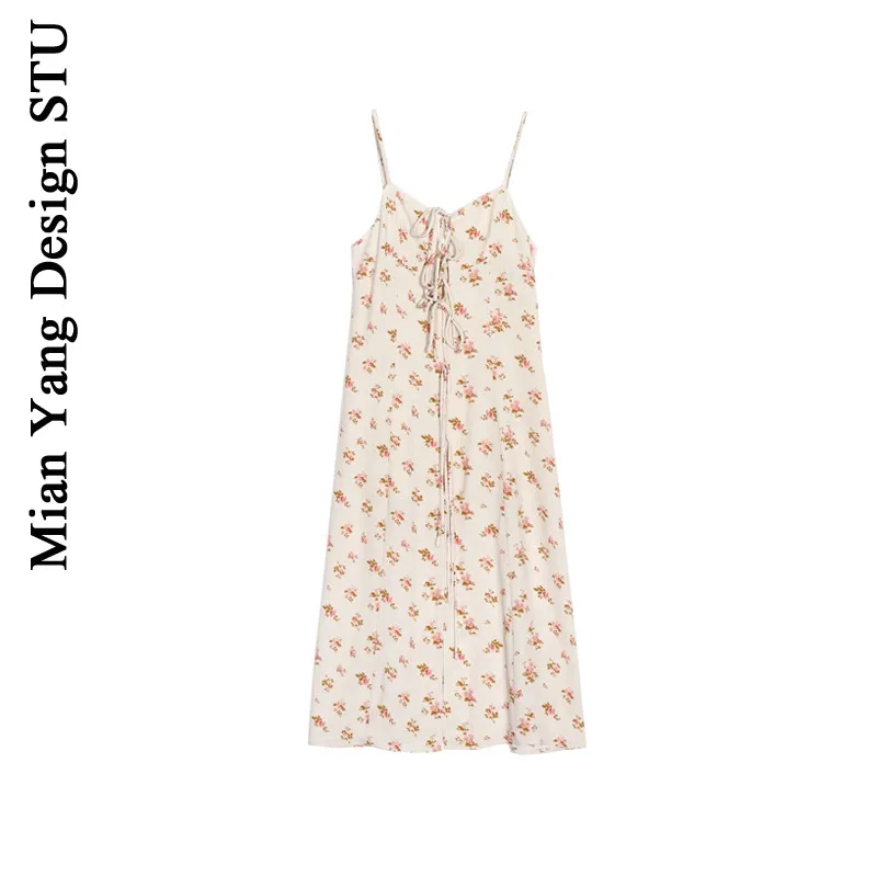 Винтаж цветочное на лямках платье с открытой спиной пляжный отдых пикантные