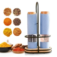 wheat straw electric salt pepper grinder set with holder automatic spice herb mill adjustable coarseness core mills kitchen tool