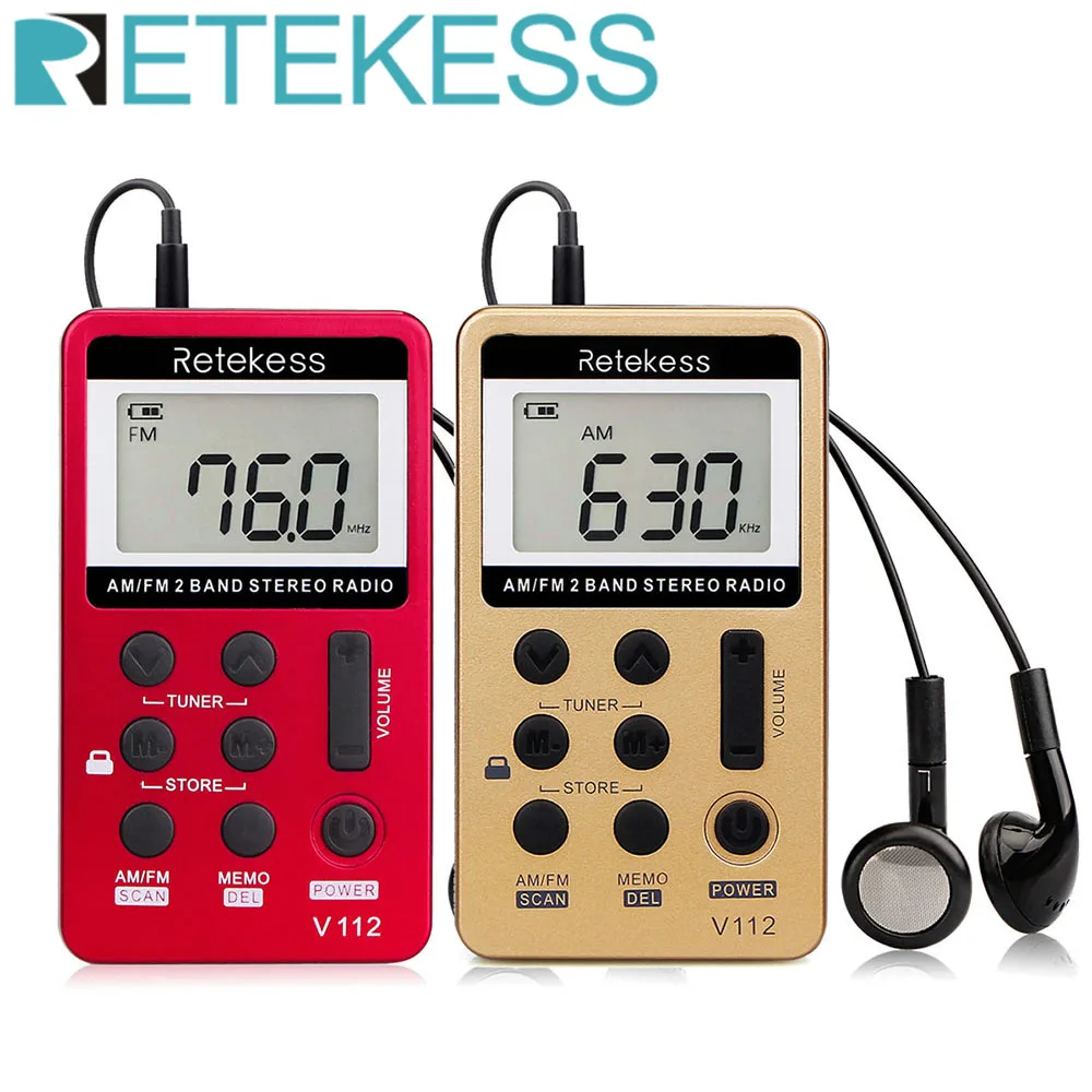 Карманное мини радио Retekess V112 Цифровая настройка FM AM 2 полосный радиоприемник