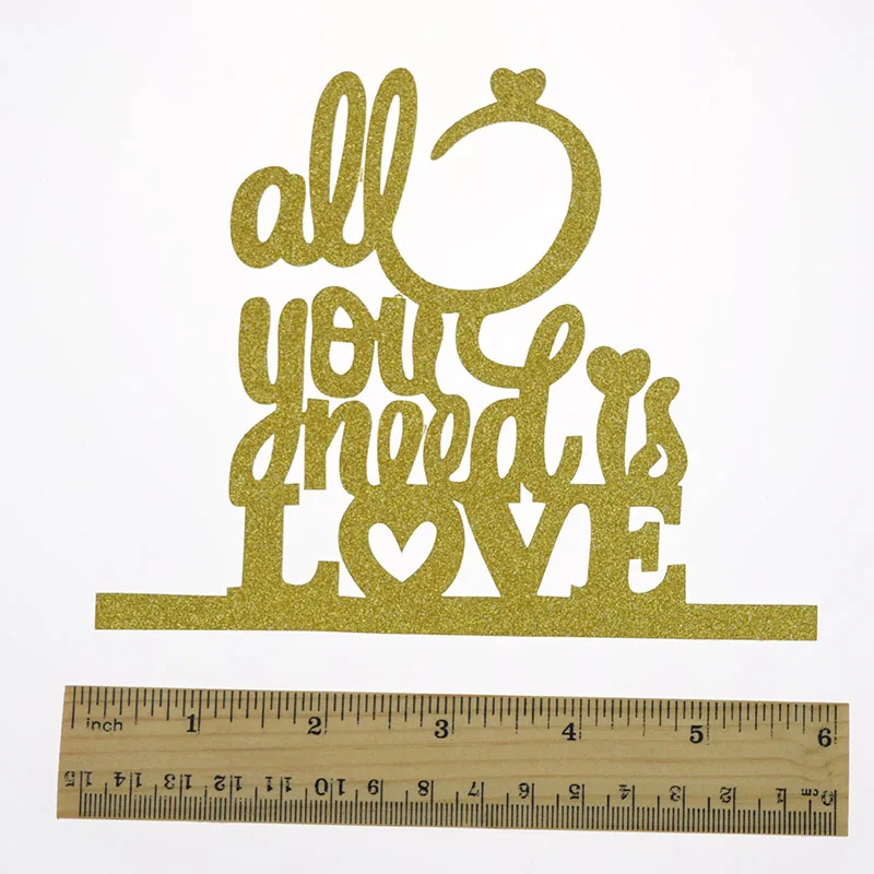 

Cake Topper Flags all you need is love Glitter Paper Happy Birthday Decoration Cupcake Topper Wedding Baby Shower Party Baking