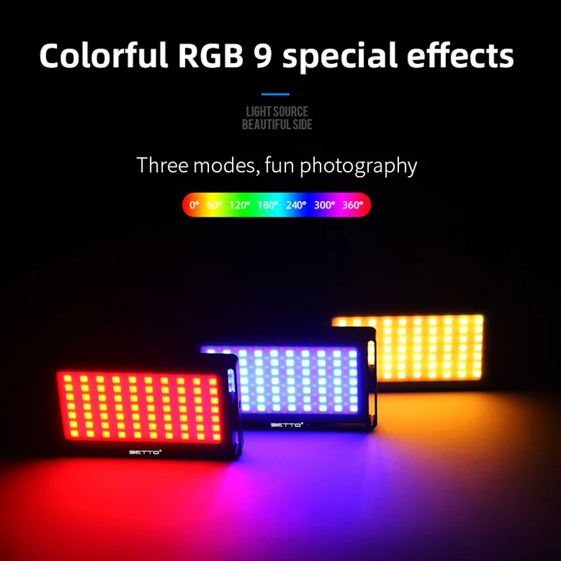 SETTO цветной RGB светодиодный светильник для видеосъемки с регулируемой яркостью и полноцветным режимом съемки студийный Vlog светильник для фотосъемки ing Pocketlite для DSLR камеры