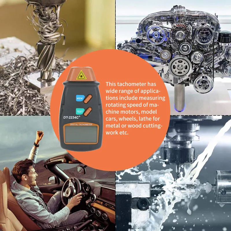 Цифровой лазерный тахометр Бесконтактный большой ЖК дисплей мощный измеритель