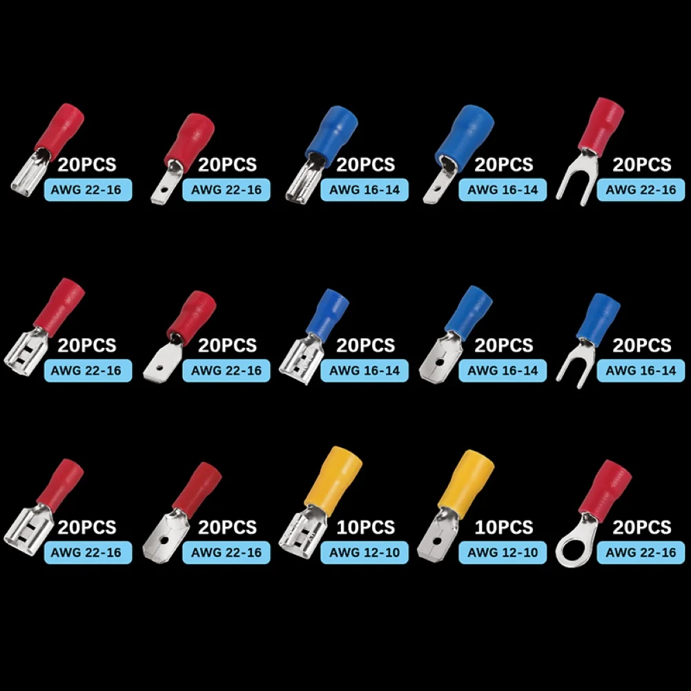 280 шт. ассорти кольцо терминал комплект электрических обжимных соединителей с