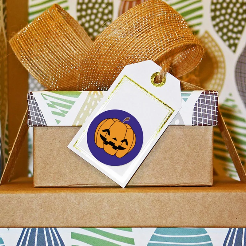 

1 Inch/2.5cm Gift Box Sealing Stickers Halloween Pumpkin Pattern Envelope Seal Stickers Halloween Party Gift Bag Label Stickers