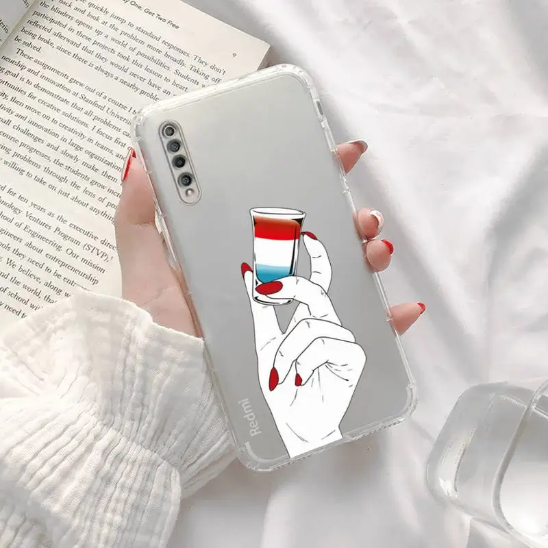 

Hand art daisy Love heart butterfly Phone Case Transparent For Xiaomi Redmi K30 10T 10X 9 9A 8 8A 7 7A 6 K40 T S PRO 5G