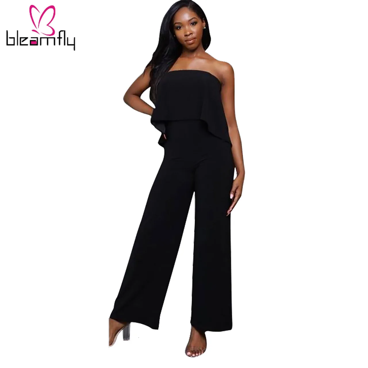 Новинка 2019 Женский Летний комбинезон с открытыми плечами вырезами сзади прямой