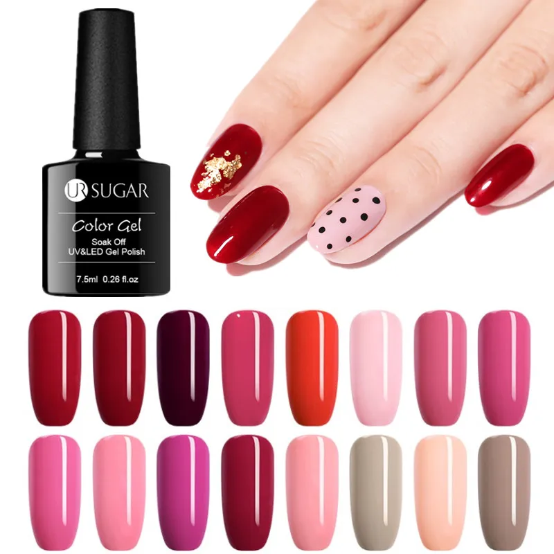 Ur Sugar 1 флакон, 7,5 мл, замачиваемый цвет, чистый цвет для ногтей, УФ Гель-лак для ногтей, замачиваемый УФ-Гель-лак