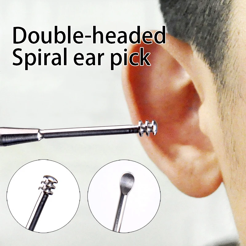 

Ear Cleaner Double Head Ear Pick Double-ended Earpick Ear Wax Curette Remover Ear Cleaner Spoon Spiral Ear Clean Tool ear Spoon