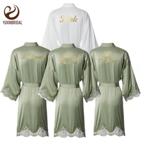 yuxinbridal 2020 women new matt satin robe with lace trim bridesmaid bride robes bathrobe wedding bridal robe bathrobe sleepwear