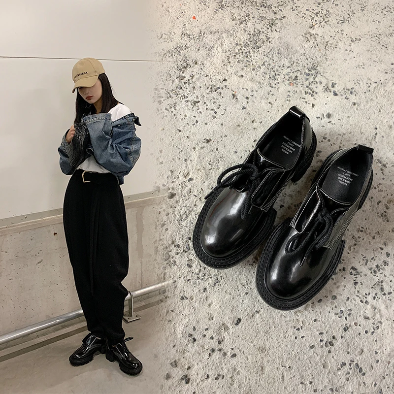 

Повседневная обувь, весенние женские туфли-лодочки, туфли на платформе с круглым носком, на шнуровке, на массивном каблуке, удобная и дышаща...