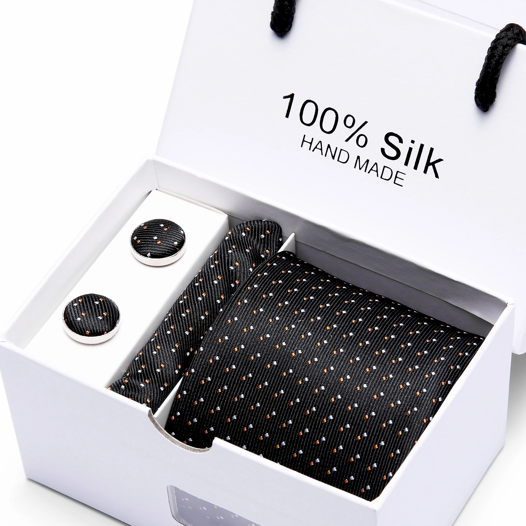 necktie set 3 pcs men plaid tie gift Set For Wedding Party7.5cm Jacquard Woven White box | Ties
