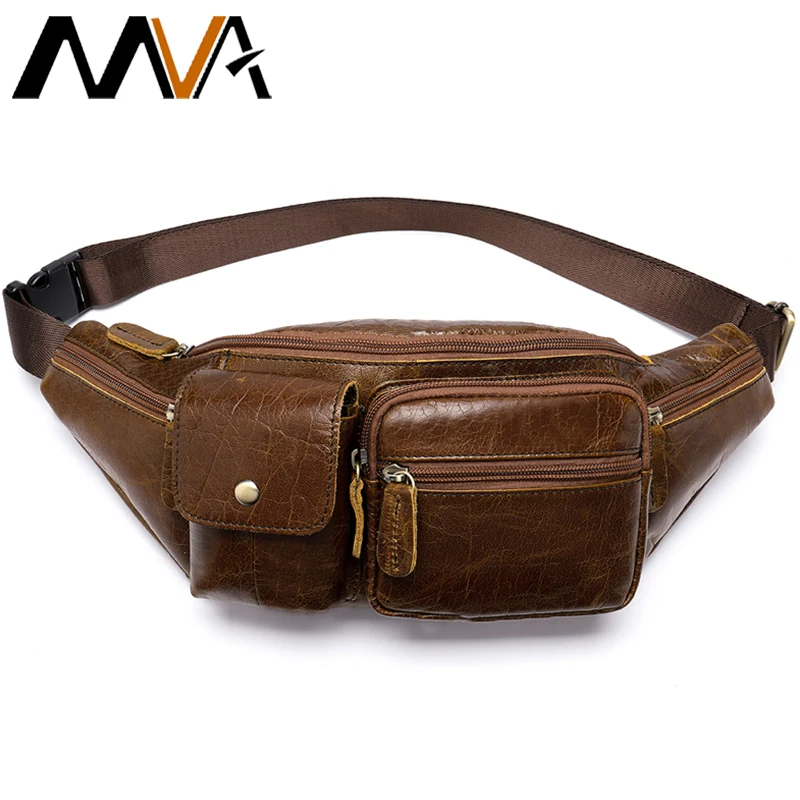 

MVA Men's Belt Bag Casual Genuine Leather Men Waist Bag Pack Adjustable Belt Fanny Pack Men Multi-pocket Man Belts Pouch Phone