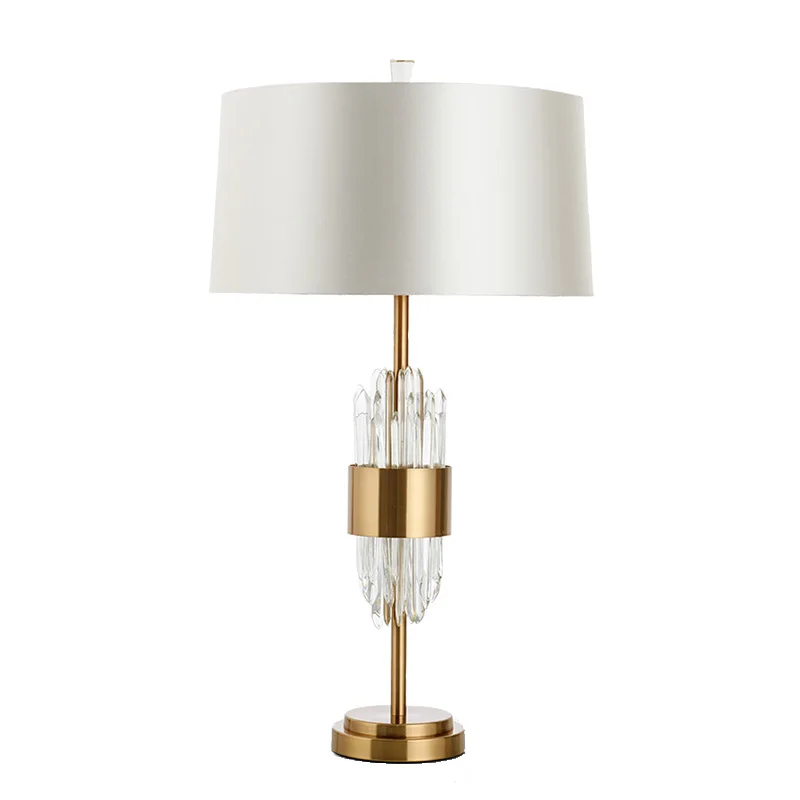 

Modern crystal table lamp light luxury fabric creative simple Nordic living room background wall study bedroom bedside lamps
