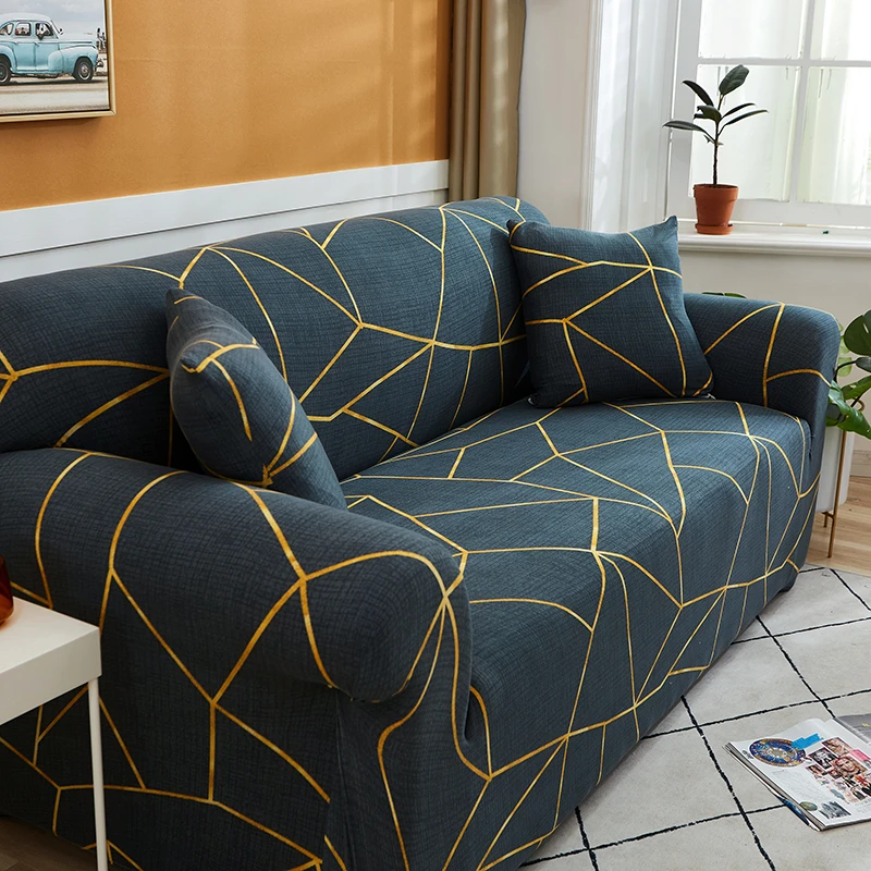 Упругий эластичный чехол для дивана с принтом углового секционного