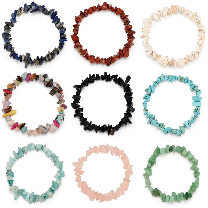 Нерегулярные натуральный браслет с драгоценным камнем стрейч чип бусины