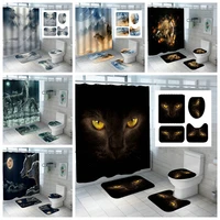 shower curtains bathroom set nordic wild white wolfs dreamcatcher print 4 pcs toilet lid cover antislip bath mat rugs decor
