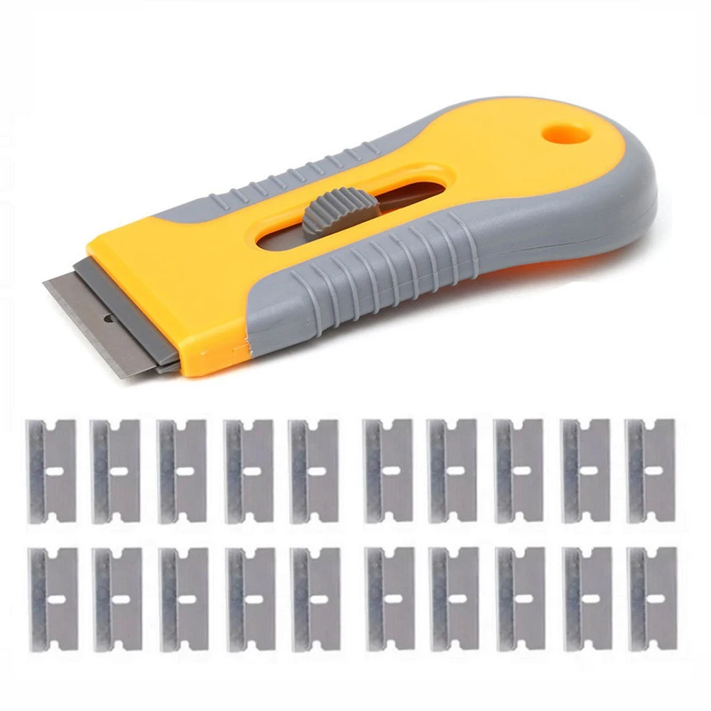 

Window Glass Scraper + 20pcs Spare Blades Decorators Painting Glue Removal Tool Razor Scraper Household Car Cleaning Tools