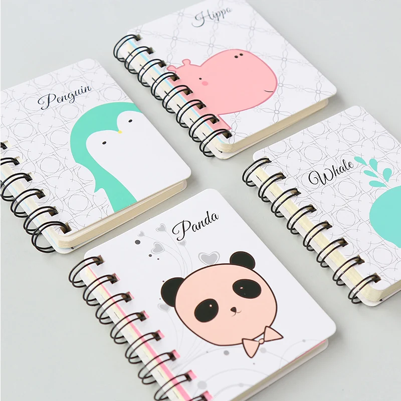 Мультяшный портативный мини спиральный блокнот жесткий чехол школьные