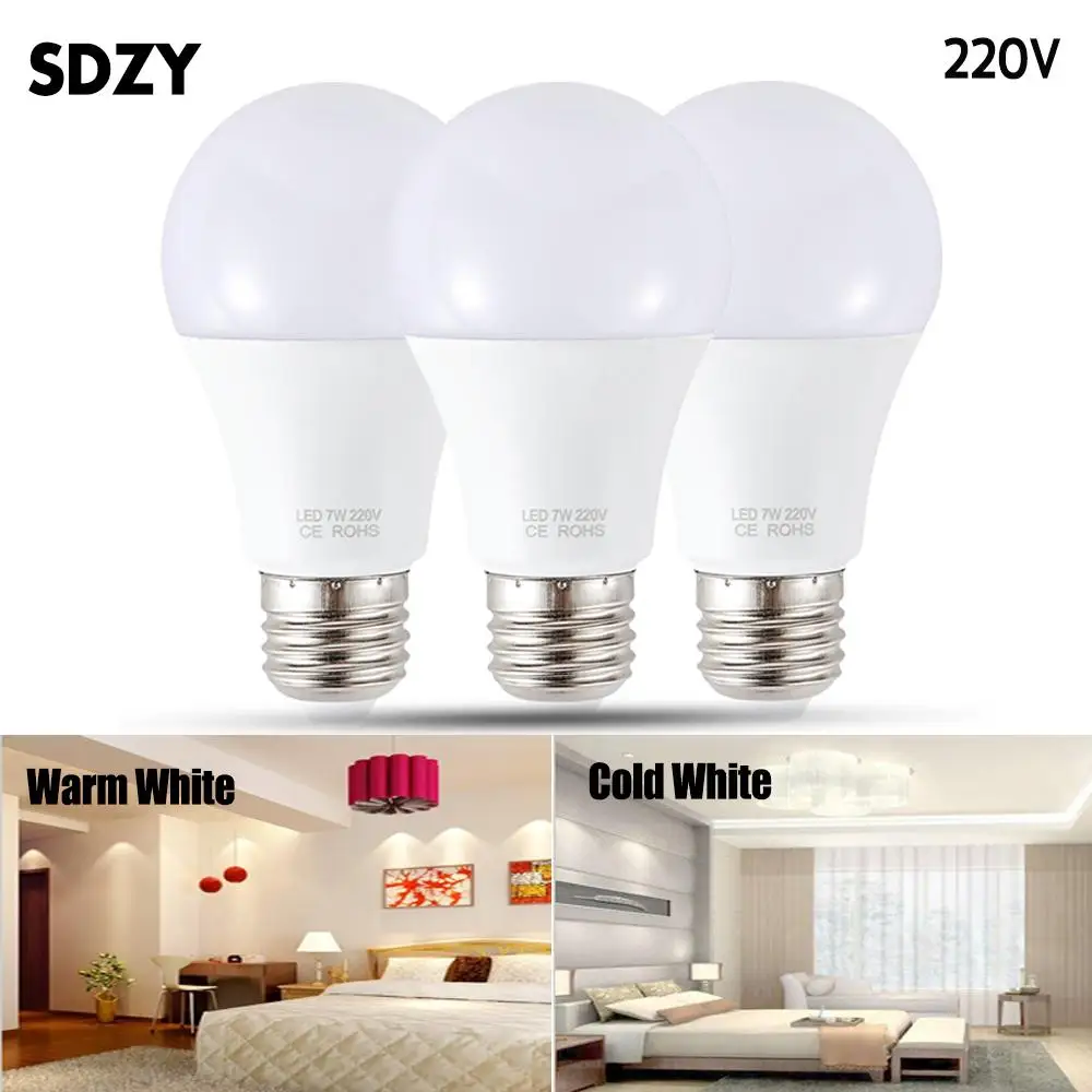 Светодиодная лампа E27 светодиодная AC 220V 20W 18W15W 12W 9W 7W 6W 5W 3W Лампада светодиодный прожектор настольные