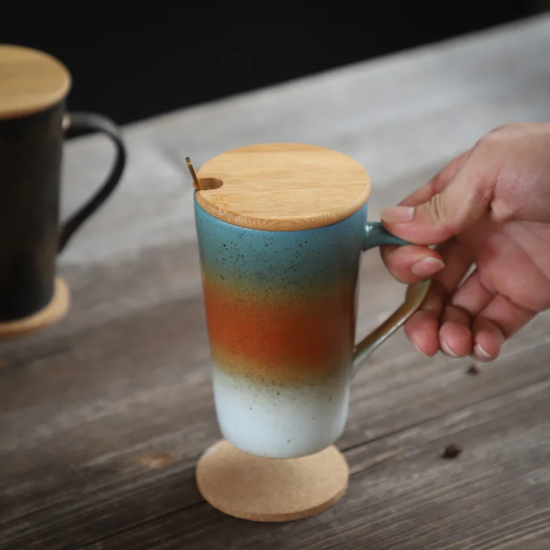 Керамическая кружка с крышкой креативная индивидуальная трендовая большая