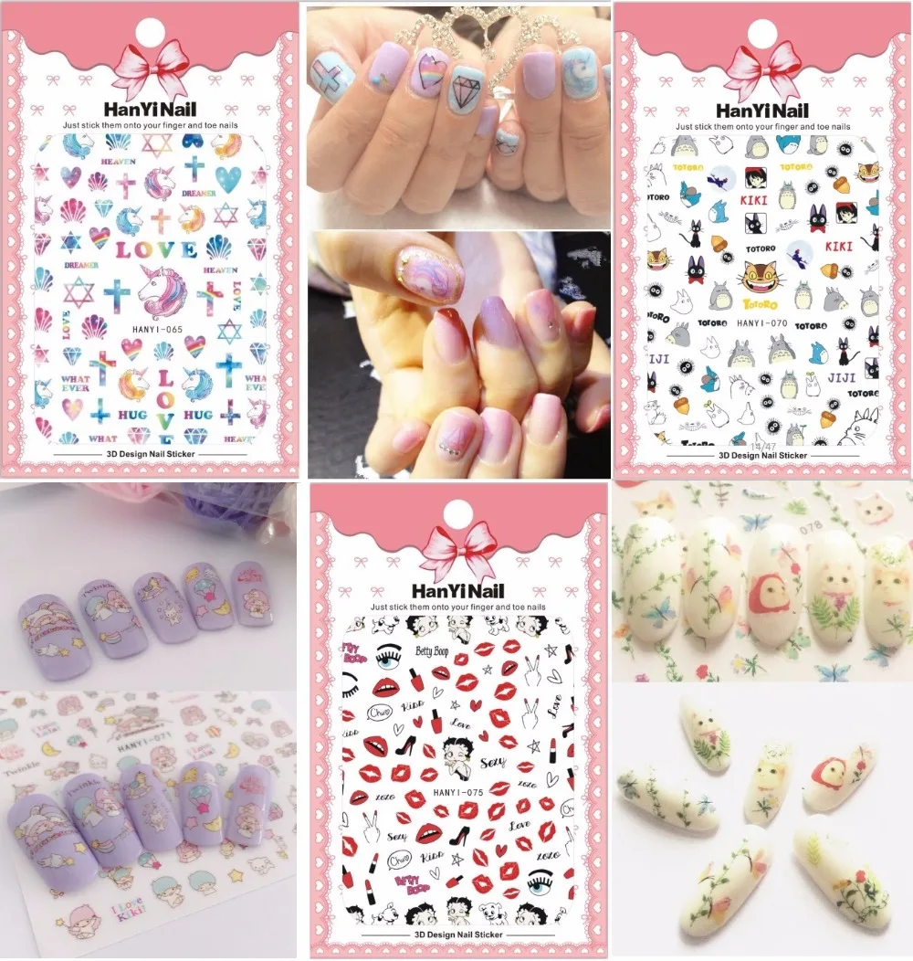 3 листа 17 Тип японские наклейки для ногтей дизайн Gummed стикеры 3D на ногти Nail Art