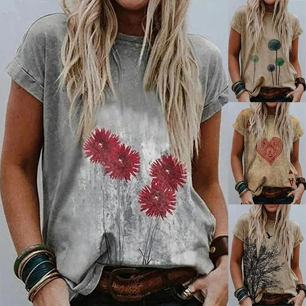 Женская летняя футболка с круглым вырезом повседневная свободная уникальный в