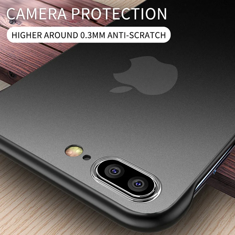 Frameless Matte Phone Case For iPhone X XR XS Max 11 Pro Transparent With Ring No Frame Design Cover 7 8 6S Plus |