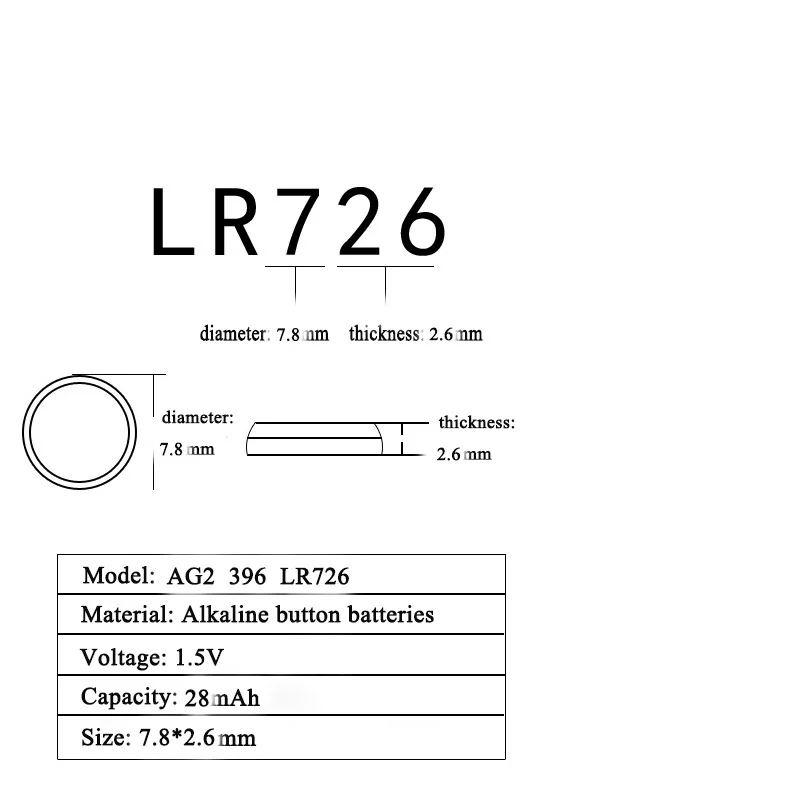 Заводская цена 120 шт. AG2 LR726 396 батарея кнопки SR726 196 мобильный телефон щелочная