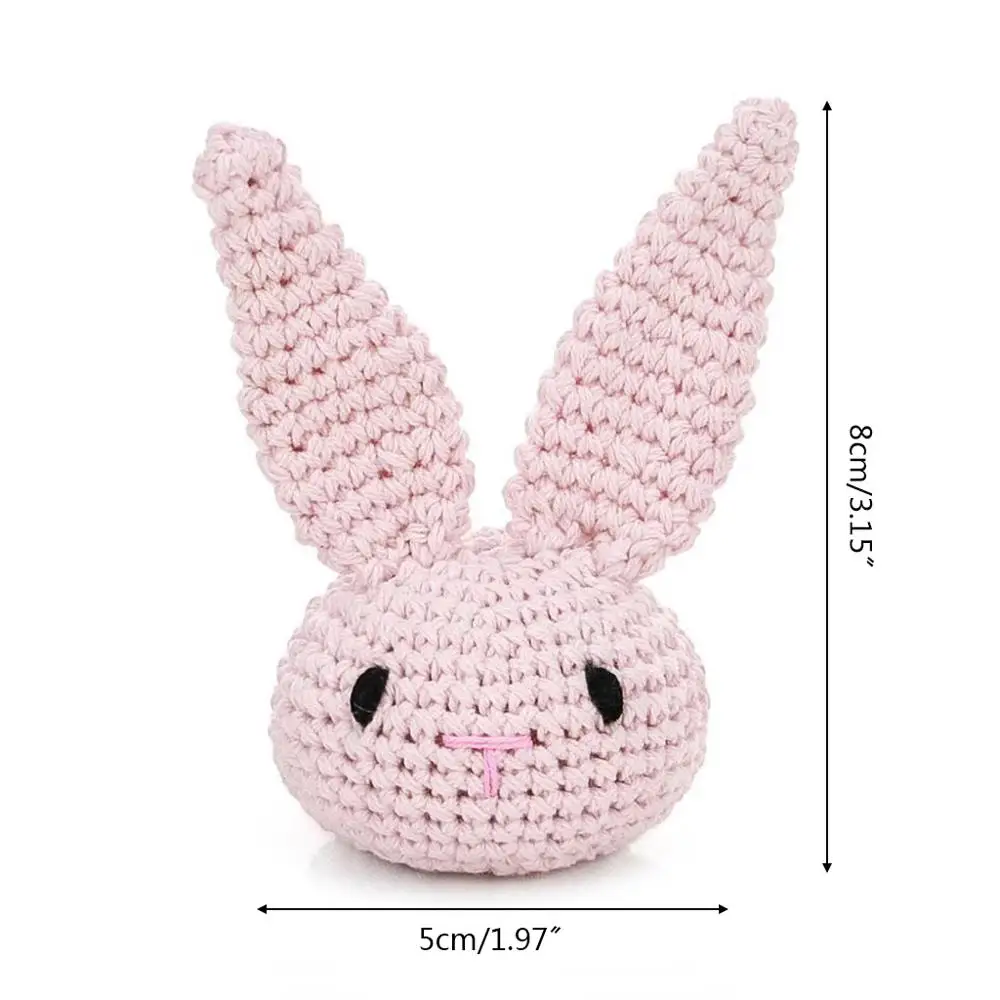 

Handmade Crochet DIY Pacifier Clip Chain Accessories Cute Bunny Head Baby Teething Soother Decorations