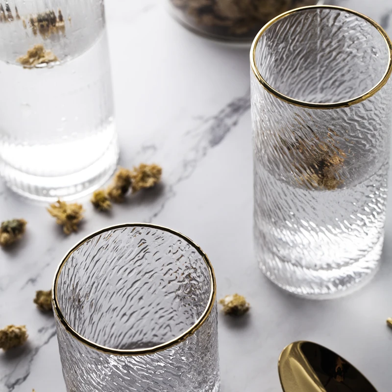 

Стакан для воды с золотой оправой, чашка для воды, прозрачная кофейная чашка, чайная чашка, винная чашка