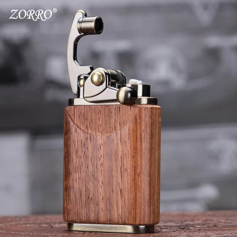 Lighter Creative Old Sandalwood Retro Nine-door Personality Rocker Kerosene Men Send Boys | Cigarette Accessories