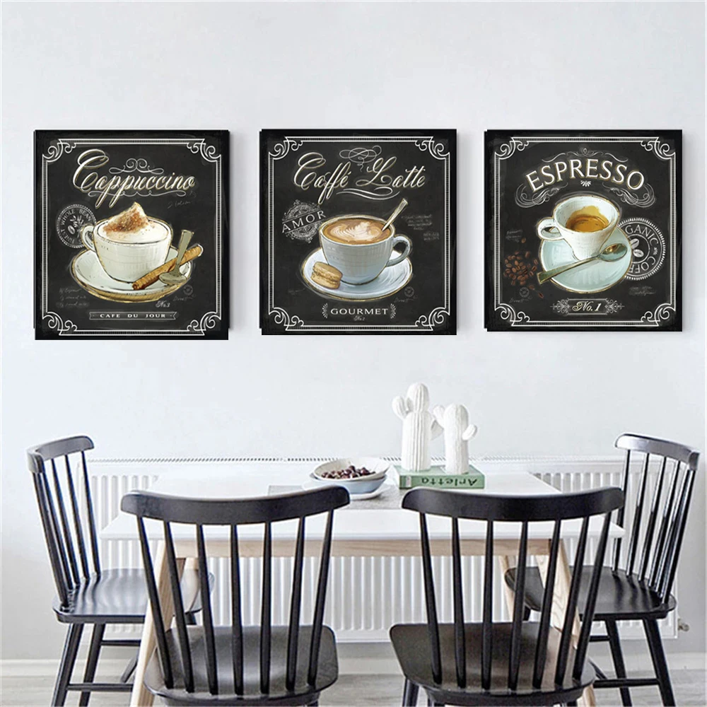 Винтажные кофейные картины на холсте постеры и принты для кухни бара кафе