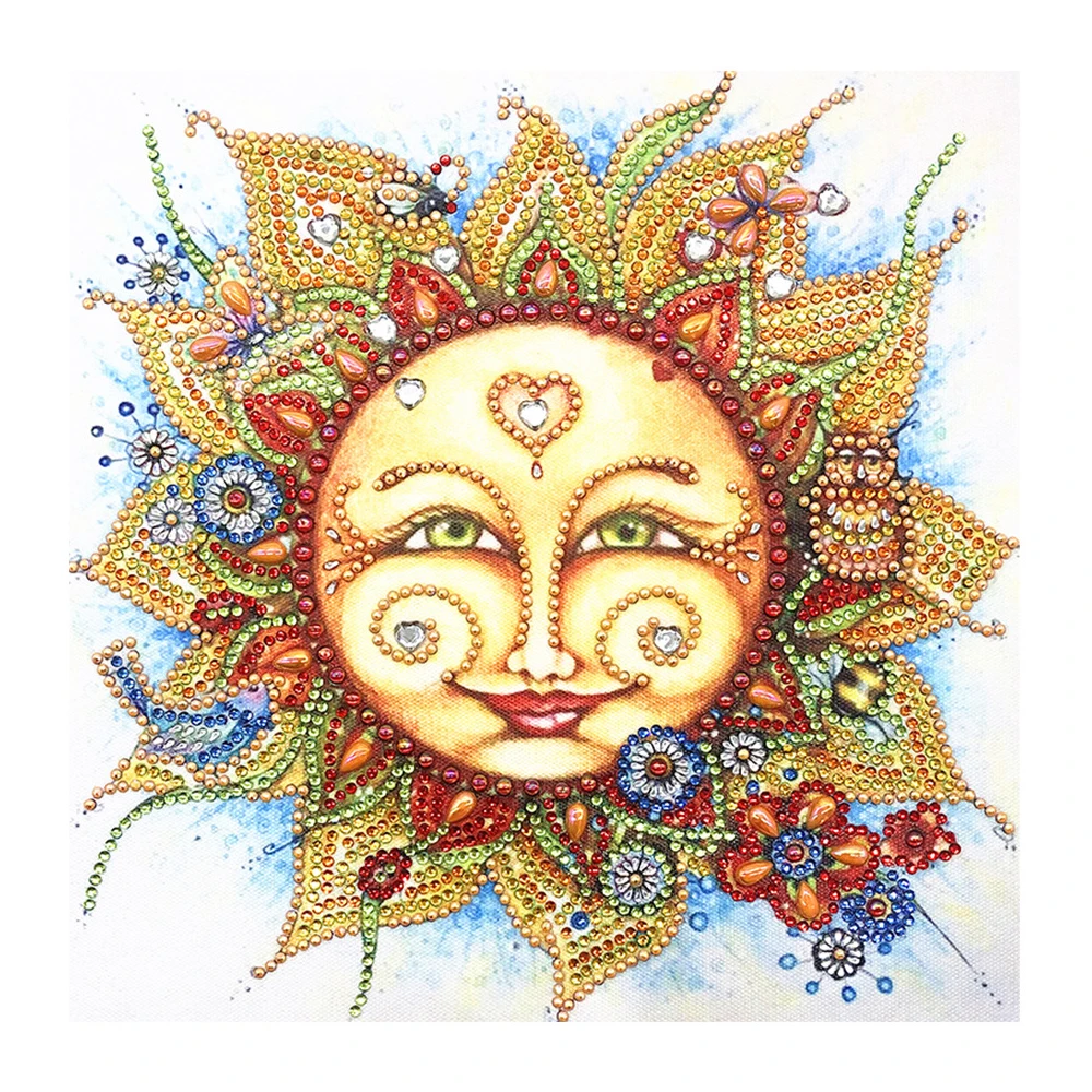 

New 5D Diamond Painting Mandala Shaped Crystal Cartoon Sun Smiley Owl DIY Living Room Decoration Sticker