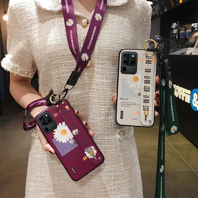 Чехол с ремешком на запястье для Samsung Galaxy S20 S8 S9 S10 Plus Ultra S10e Note 10 9 8 мягкий чехол из