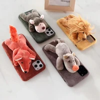 3d korea stuffed animal toy suede phone case for iphone13 12 11pro xsmax 78plus 6s xr se2020 3 sides cover shell back protection