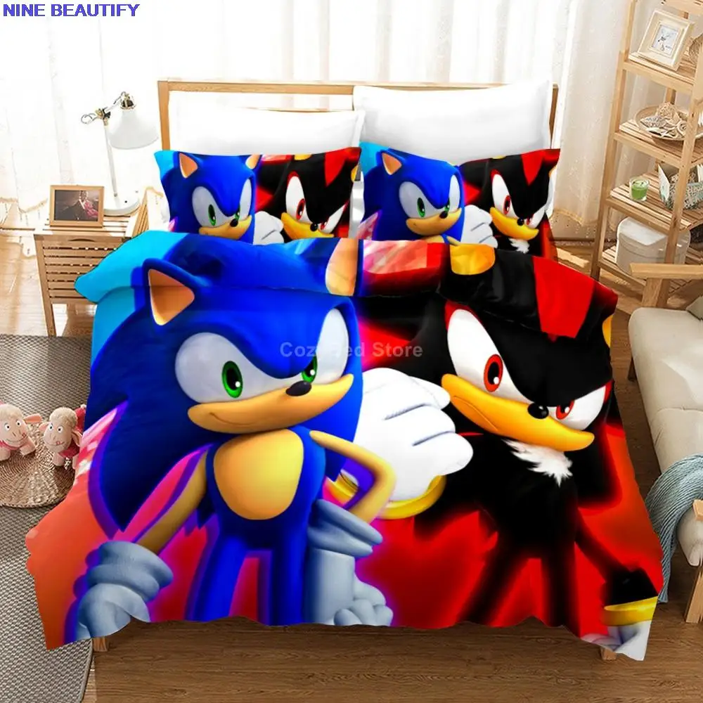 

Kids Cartoon Hedgehog Duvet Cover Sets Bedding Set Game Figure Comforter Bed Linen Twin Queen King Single Size Dropshipping Gift