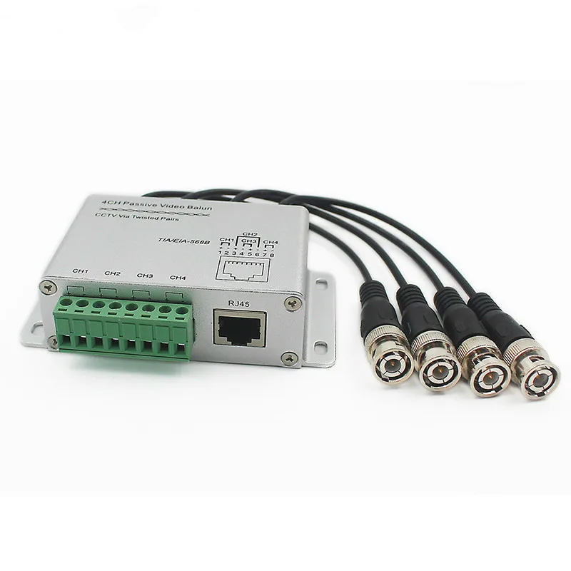 Четырехканальный Пассивный передатчик видеонаблюдения с разъемом BNC Male на UTP Rj45