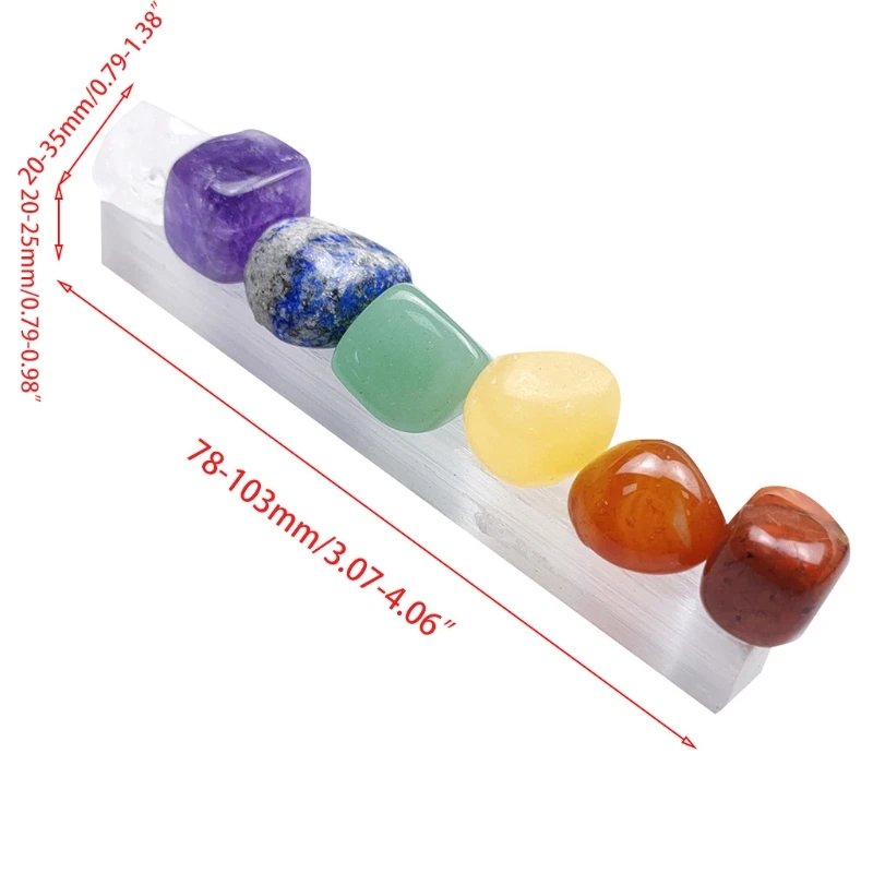 

Irregular Square Strips Colorful Chakra Stones Gypsum Board Base Ornament Tumbled Polished Chakras for Balancing Therapy