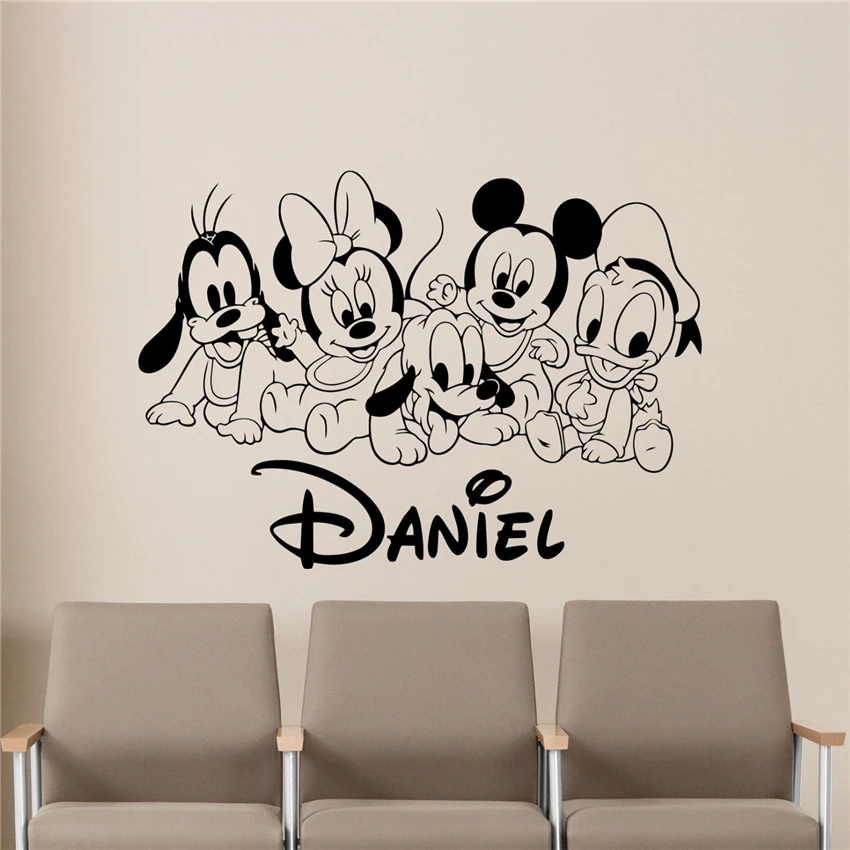 

Disney Mickey Minnie Mouse Custom NameVinyl Wall Sticker Decor For Nursery Room Kids Room Bedroom Accessories Decoration 0310