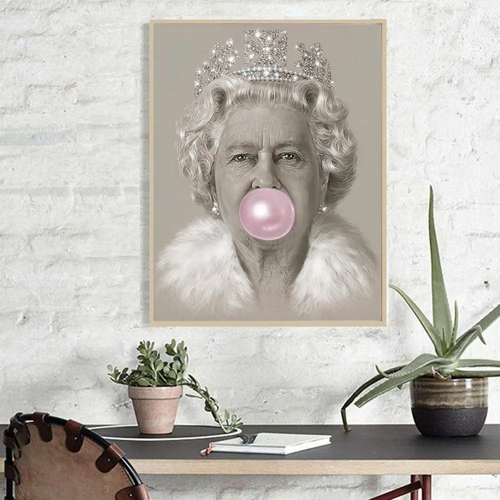 Картина на холсте Элизабет II Настенная картина Bubblegum Queen высококачественный