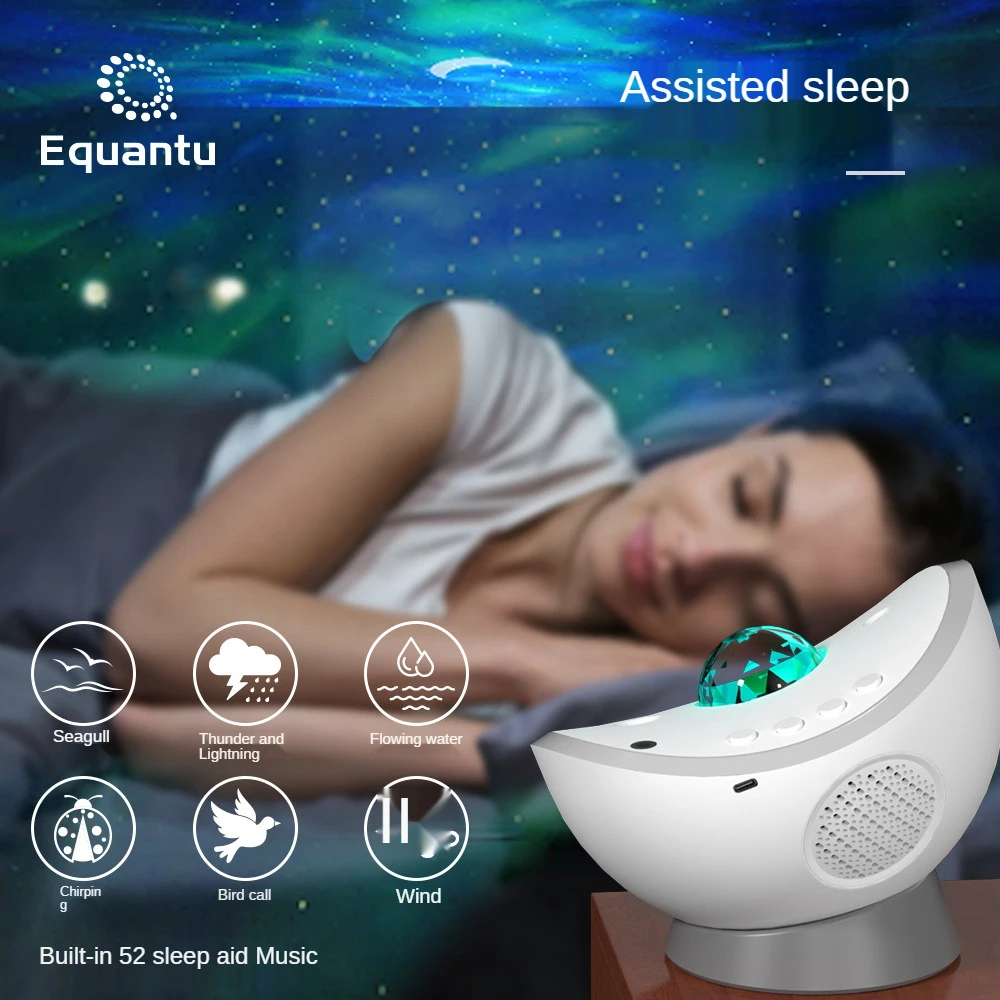 

LED starry sky galaxy projector wave night light music player remote control rotating starry sky decoration bedroom light gift