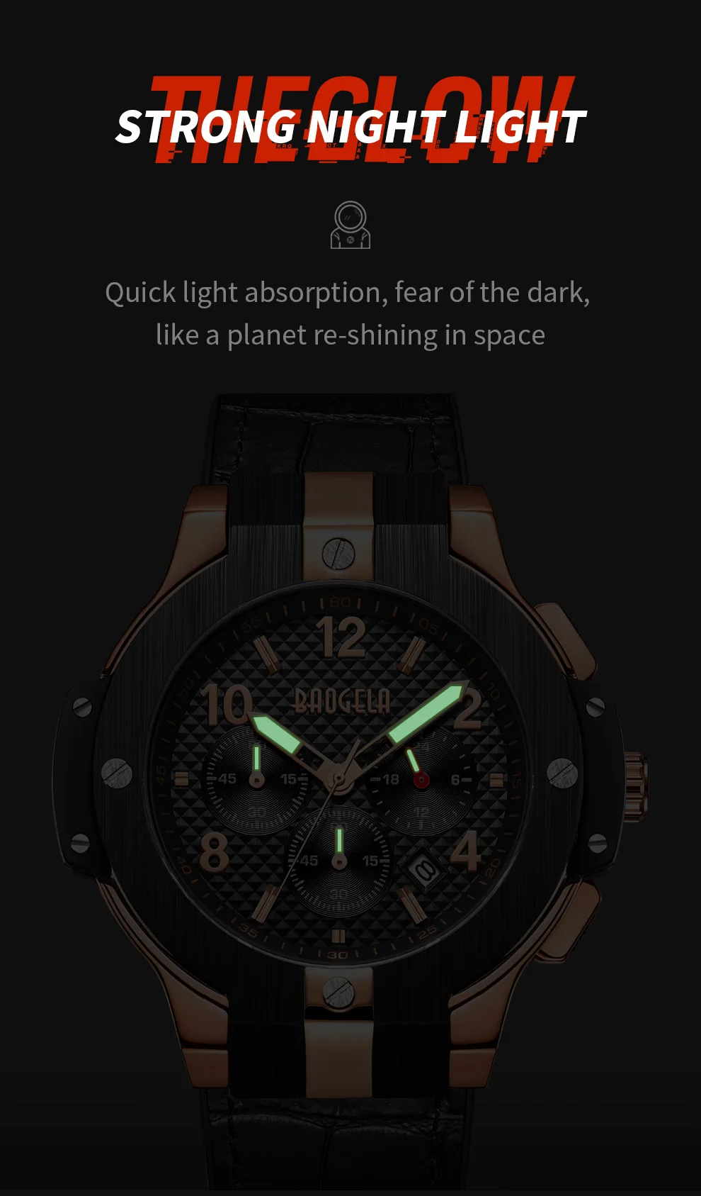 BAOGELA marque hommes montre кварцевые montre или bande de caoutchouc 3ATM rеsistant с chronographe hommes кварц 1909