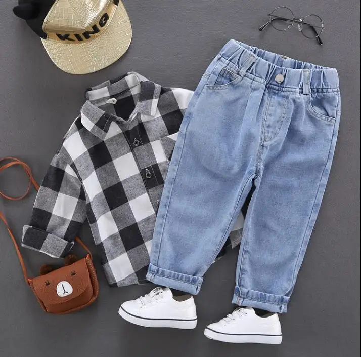 

Детские джинсы, Детские однотонные джинсы, детские брюки, классические джинсы, детские брюки со средней талией, модные новые синие джинсы